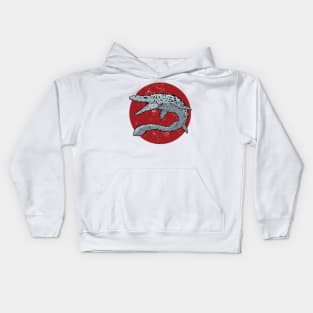 Mosasaurus on Red Circle Kids Hoodie